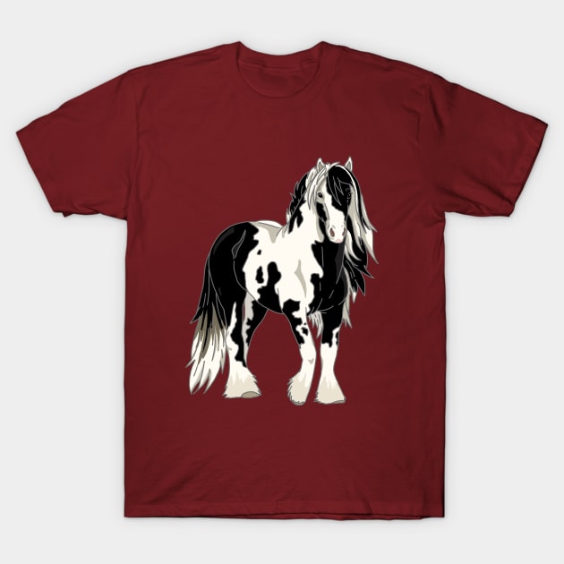 Black and white Irish cob horse T-Shirt by The Christmas Lady